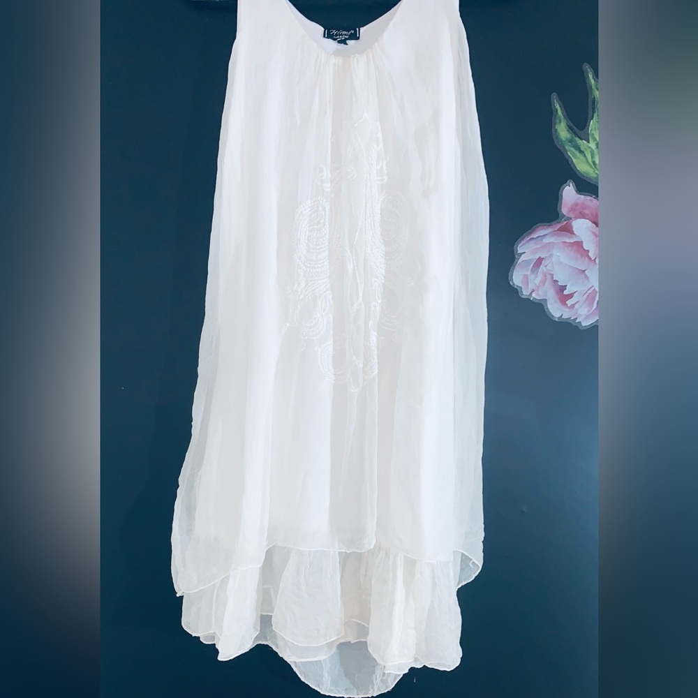 🪽100% SILK white dress🪽H TREND BRAND 🦋 from Italy.